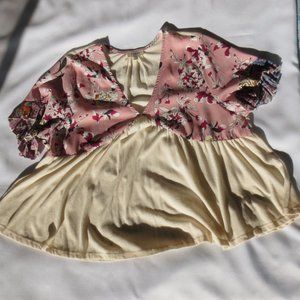 4/$14 UMGEE womens SHIRT rose PINK cream BLOUSE boho HIPPIE size S